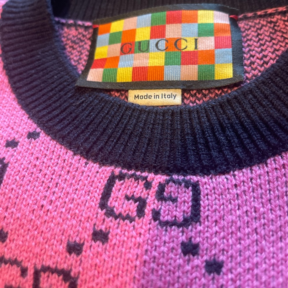 Gucci Sweater GG Wool Cotton Pink And Black